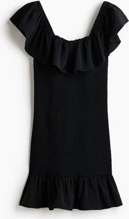 H&M Flounced Off-the-shoulder Dress in Black at Nordstrom, Size Xx-Small