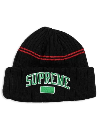 SUPREME logo-embroidered beanie - unisex - Acrylic - One Size - Black