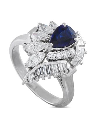 Luxury Bazaar platinum diamond and sapphire ring - Silver