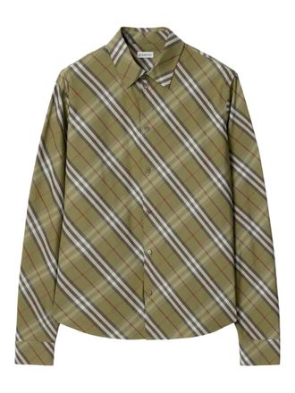 Burberry check-cotton shirt - men - Cotton/Mother of Pearl - S - Green