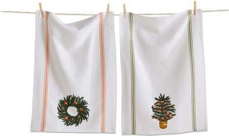 Tag Citrus Tree Wreath Dishtowel Set Cotton Kitchen Towels in White at Nordstrom