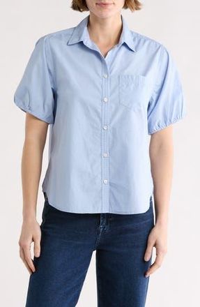 Beach Lunch Lounge Corey Short Sleeve Cotton Button-Up Shirt in Misty Blue at Nordstrom Rack, Size X-Large