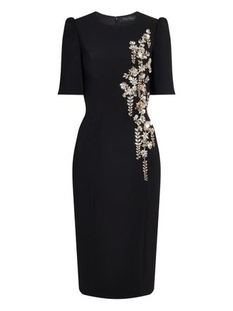 Jenny Packham Roma embellished midi dress - women - Polyester/Polyurethane - 10 - Black