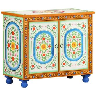 vidaXL Aparador De Madera Maciza De Mango Pintado A Mano 70x35x60 Cm Vidaxl