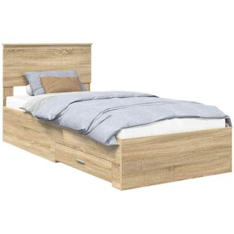 vidaXL Estructura De Cama Con Cabecera Roble Sonoma 90 X 190 Cm Vidaxl