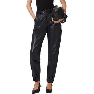 AllSaints El Carpenter Leather Joggers in Black at Nordstrom Rack, Size 10 Us / 14 Uk