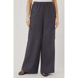 Splendid Stella Linen Cargo Pull-On Pants in Lead Grey at Nordstrom, Size X-Small