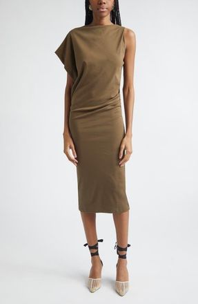 Jacquemus La Robe Draped Jersey Dress in Dark Khaki at Nordstrom, Size X-Large