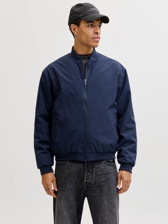 Jack & Jones Bomberjacke JACK & JONES JJECHARGE BOMBER JACKET NOOS, Herren, Gr. M, navy blazer, Web, Obermaterial: 100% Polyester, unifarben, regular fit taillenbe