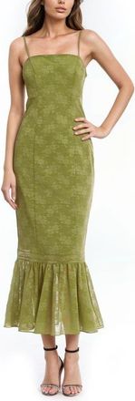 Badgley Mischka Floral Ruffle Hem Pencil Dress in Green at Nordstrom, Size 16