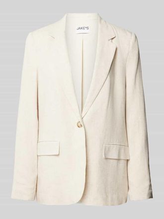 Jake*s Casual Regular Fit Blazer aus Viskose-Leinen-Mix in Beige, Gr&ouml;&szlig;e 38