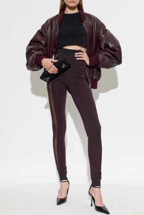 The Attico Leggings With Logo, Womens, Burgundy
