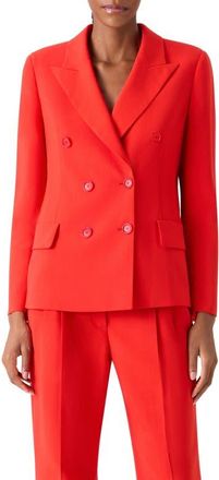Akris Azalea Wool Double Breasted Jacket in Vermillion at Nordstrom, Size 10