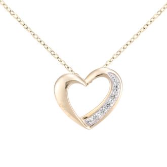 Diamant L'éternel Womens 9ct Yellow Gold Diamond Heart Pendant and Chain of Length 46cm - One Size