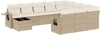vidaXL Set De Sof&aacute;s De Jard&iacute;n 11pzas Con Cojines Rat&aacute;n Sint&eacute;tico Beige Vidaxl