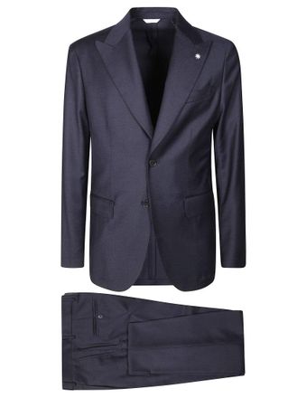 Manuel Ritz Tailored Blue Two-Piece Suit With Structured Blazer And Slim-Fit Trousers