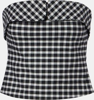 Poss&eacute; Chiara gingham cotton-blend tube top