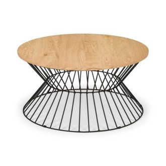 Julian Bowen Jersey Round Wire Coffee Table 80cm Euro Oak - Julian Bowen | TJ Hughes