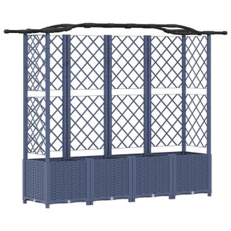 vidaXL Cama Elevada Con Trellis Y Techo Gris 204 X 40 X 141 Cm Pp Vidaxl
