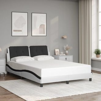 vidaXL Vidaxl - Estructura De Cama Con Cabecero Cuero Sint&eacute;tico Blanco Y Negro
