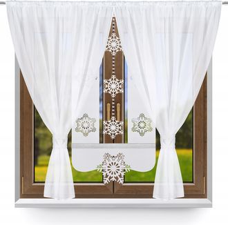 OEM Cortina Moderna R7, Juego Navide&ntilde;o, Panel Con Estampado De Copos De Nieve, 400 X 145