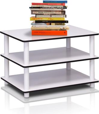 Furinno 11173 Just 3-Tier No Tools Coffee Table, White w/White Tube