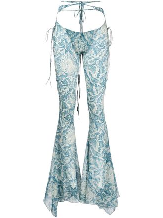 Charlotte Knowles Pantaloni svasati Glimmer con stampa grafica - Blu