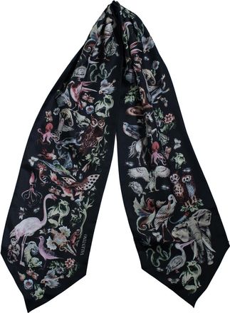 Valentino Pre-owned Womens black safari printed silk scarf - One Size