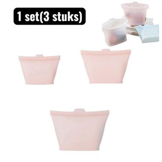 OEM 1 Juego (3 Piezas), Bolsas De Silicona Para Almacenar Alimentos, Bolsas Reutilizables Para La Cocina, 500 Ml + 1000 Ml + 1500 Ml, Azul