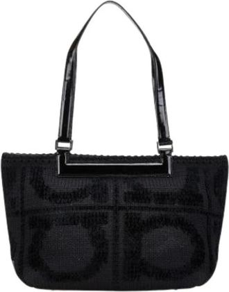 Ferragamo Pre-owned Shoulder Bags, female, Black, Size: ONE SIZE Pre-owned Wool Shoulder Bag