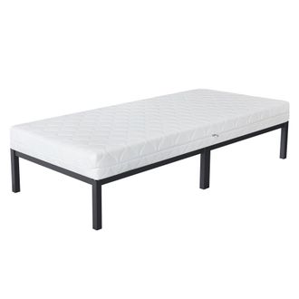 ML Design Ml-design - Cama De Estructura Metalica Antracita 90x200 Cm Sobre Marco De Acero Inoxidable Con Colch&oacute;n De Espuma Fr&iacute;a 16cm De Altura Con Certificaci&oacute;