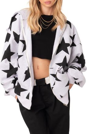 Edikted Star at Me Oversize Hoodie in Grey at Nordstrom, Size X-Large