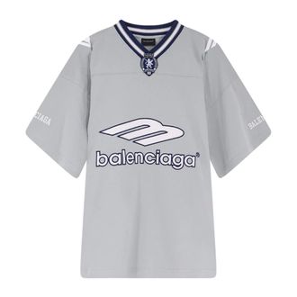 Balenciaga 3B Football V-neck T-shirt Oversized - male - Balenciaga - T-Shirts - Gray - L - Tops