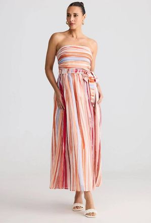 Brave & True Avalon Midi Dress In Painterly Stripe