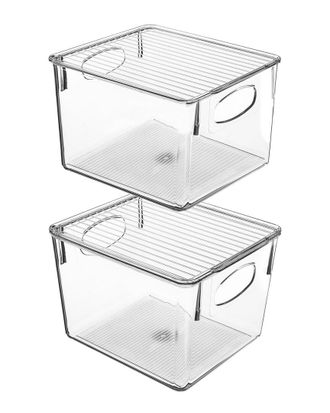 Sorbus 2Pc Clear Fridge Bin With Handles And Lid