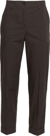 P.A.R.O.S.H. tapered-leg cotton trousers - women - Cotton - L - Brown