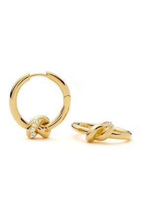 Missoma x Lucy Williams Small Pav&eacute; Knot Hoop Earrings in Gold at Nordstrom