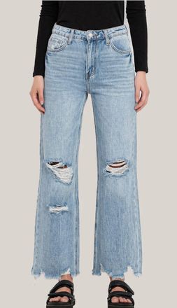 Flying Monkey Ali Vintage Super High Rise Flare Jeans In Light Blue