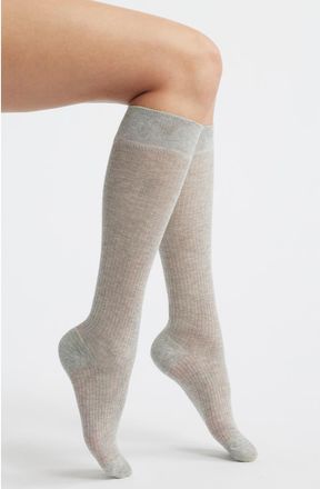 High Heel Jungle Everythings Fine Semisheer Cotton Blend Rib Knee High Socks in Grey at Nordstrom