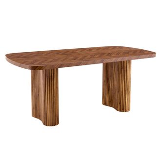 STILVORA Mesa De Comedor En Mdf Con Pie Redondeado, Estilo Minimalista Moderno - 180&times;90&times;76 Cm, Nogal