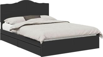 vidaXL Cama Con Almacenamiento Negro 140 X 190 Cm Madera De Ingenier&iacute;a Vidaxl