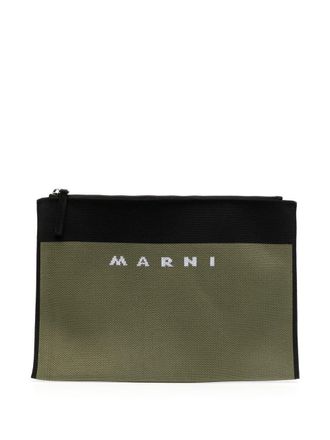 Marni Clutch con logo jacquard - Verde