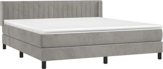 vidaXL Vidaxl - Cama Box Spring Con Colch&oacute;n Terciopelo Gris Claro 180x200 Cm
