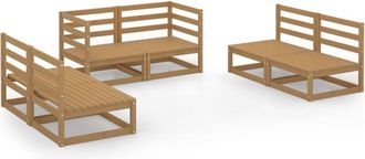 vidaXL 6 Piece Garden Lounge Set Honey Brown Solid Pinewood Vidaxl