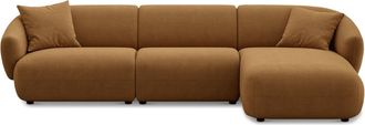 Castlery Auburn Chaise Sectional Sofa Right Facing Customized, Caramel, Spill Resistant, Modular for Sofas, Brown, Castlery