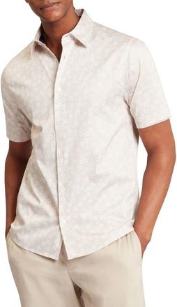 Ted Baker Afflek Short Sleeve Button-Up Shirt in Ecru at Nordstrom, Size 2