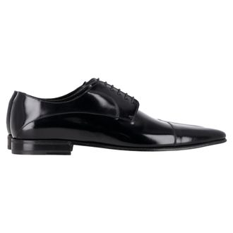 Dolce & Gabbana Pre-owned Mens & Lace-Up Cap-Toe Derby Shoes in Black Leather - Size UK 8