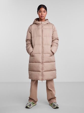 Pieces Steppmantel PIECES PCBEE NEW LONG PUFFER JACKET NOOS BC, Damen, Gr. XS, silber (silber mink), Steppware, Obermaterial: 100% Polyester, unifarben, regu