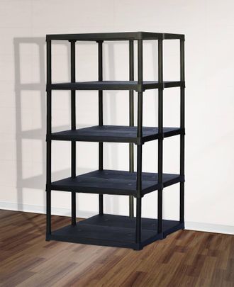 Dmora Estante De 3 Casillas Con Doble Capacidad En Polipropileno, Estante Para Interiores O Externos, 100% Made In Italy, 90x78h176 Cm, Color Antracita - Dm