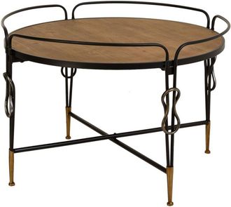 Wanderlust Deco Mesa De Centro De Madera Y Metal Negro 78x78x53h Cm